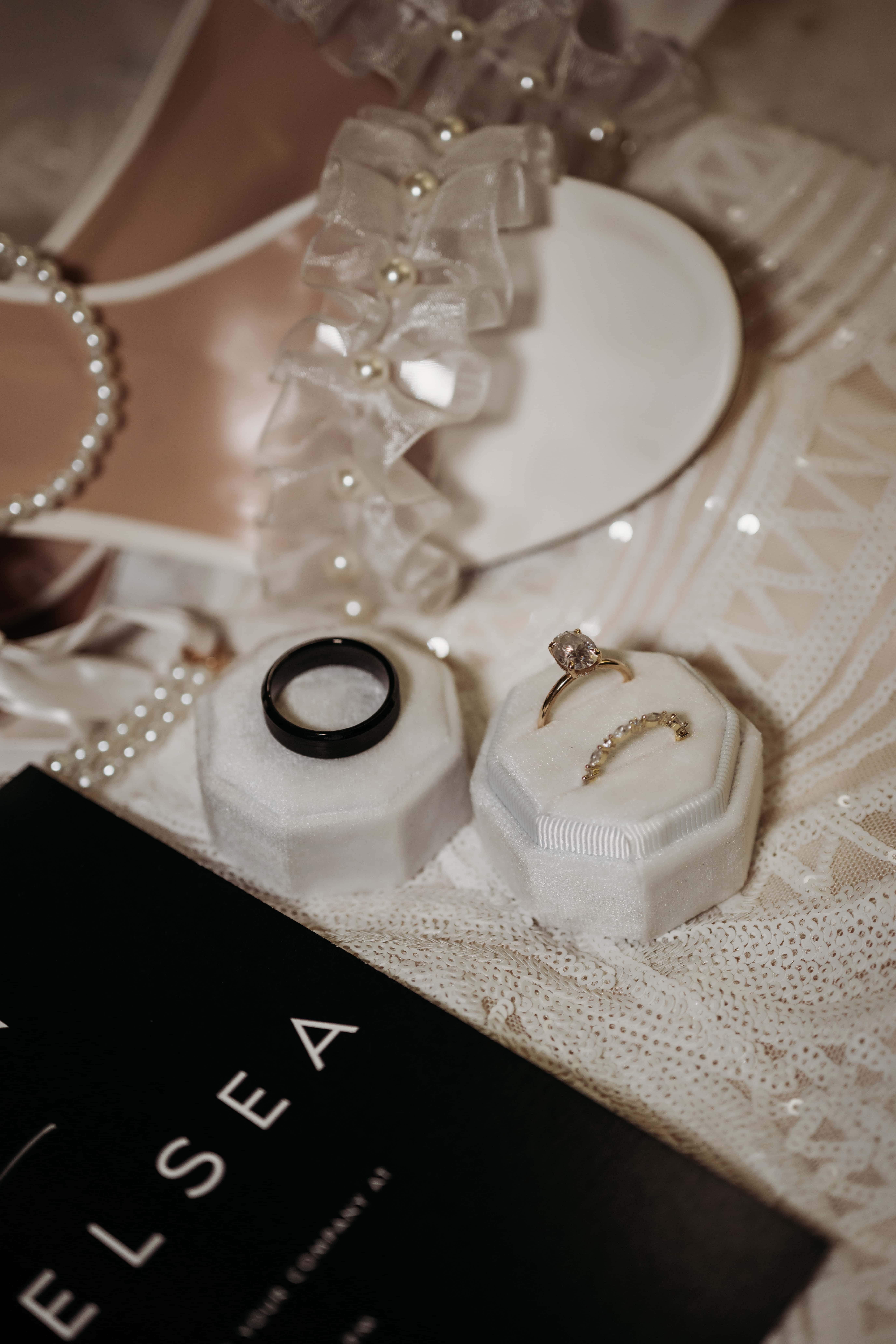 Wedding & Elopement Photography, bridal flat lay with rings and shoes